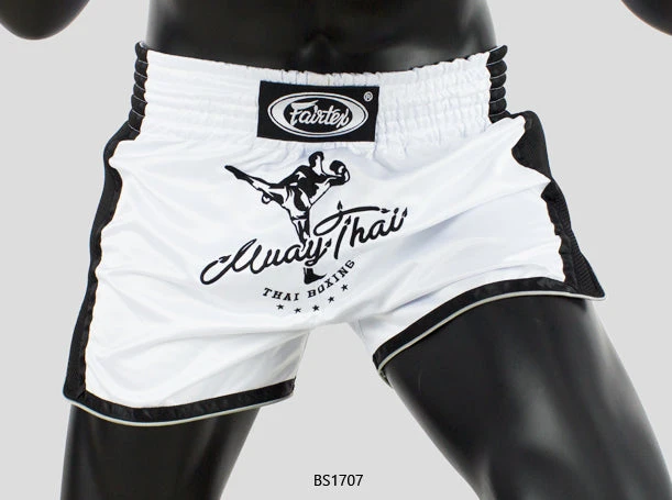 Fairtex Muay Thai Shorts BS1707 Slim Cut White/Black 2 Fairtex Muay Thai Shorts BS1707 Slim Cut White/Black - Image 2