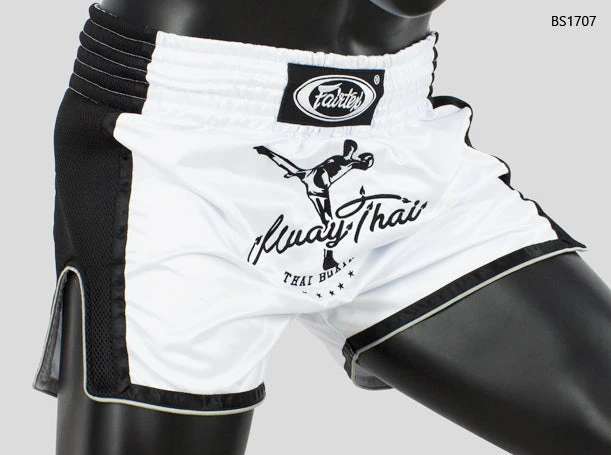 Fairtex Muay Thai Shorts BS1707 Slim Cut White/Black 3 Fairtex Muay Thai Shorts BS1707 Slim Cut White/Black - Image 3