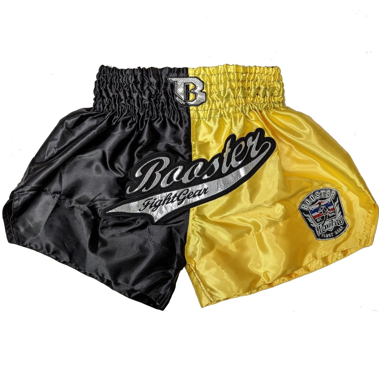 Booster Fight Gear Black Duo Yellow Muay Thai Kickboxing Shorts 1 Booster Fight Gear Black Duo Yellow Muay Thai Kickboxing Shorts