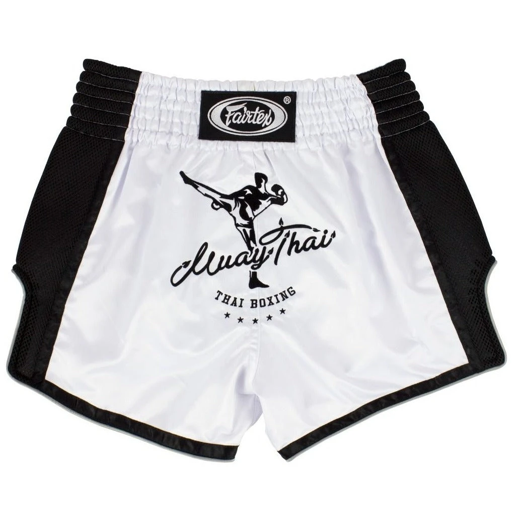 Fairtex Muay Thai Shorts BS1707 Slim Cut White/Black 1 Fairtex Muay Thai Shorts BS1707 Slim Cut White/Black