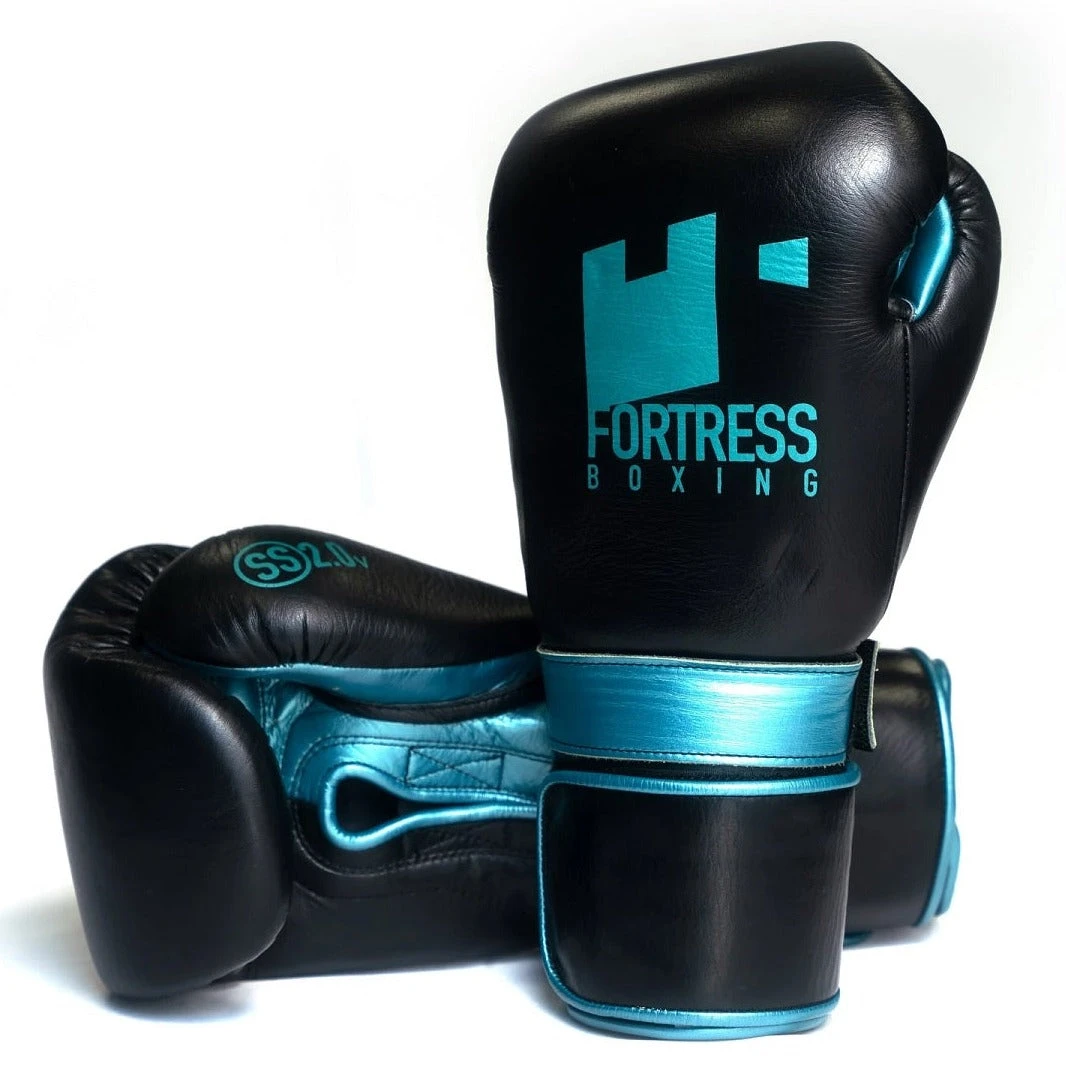 Fortress Boxing SS2.0 Velcro Boxing Gloves Black/Teal 1 Fortress Boxing SS2.0 Velcro Boxing Gloves Black/Teal