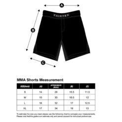 Fairtex MMA Shorts Sandy Camo Green 7 Fairtex MMA Shorts Sandy Camo Green -The Clinch Fight Shop MMA SHORTS SIZING CHART English