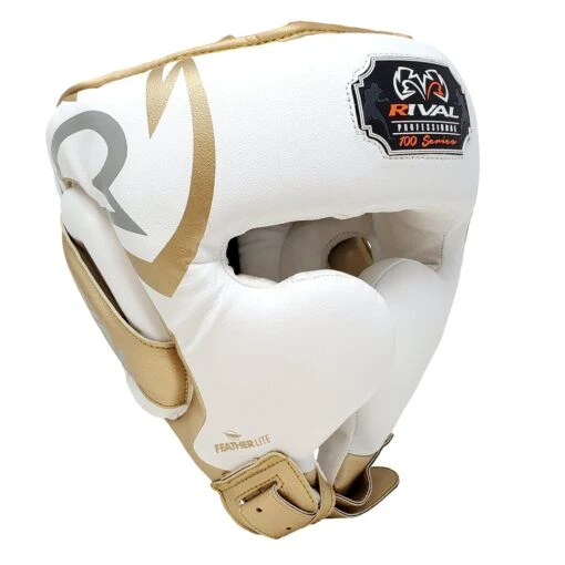 Rival Boxing RHG100 Professional Headgear White/Gold 2 Rival Boxing RHG100 Professional Headgear White/Gold -The Clinch Fight Shop RIVALboxingcanadaRHG100PROFESSIONALHEADGEARwhitegold