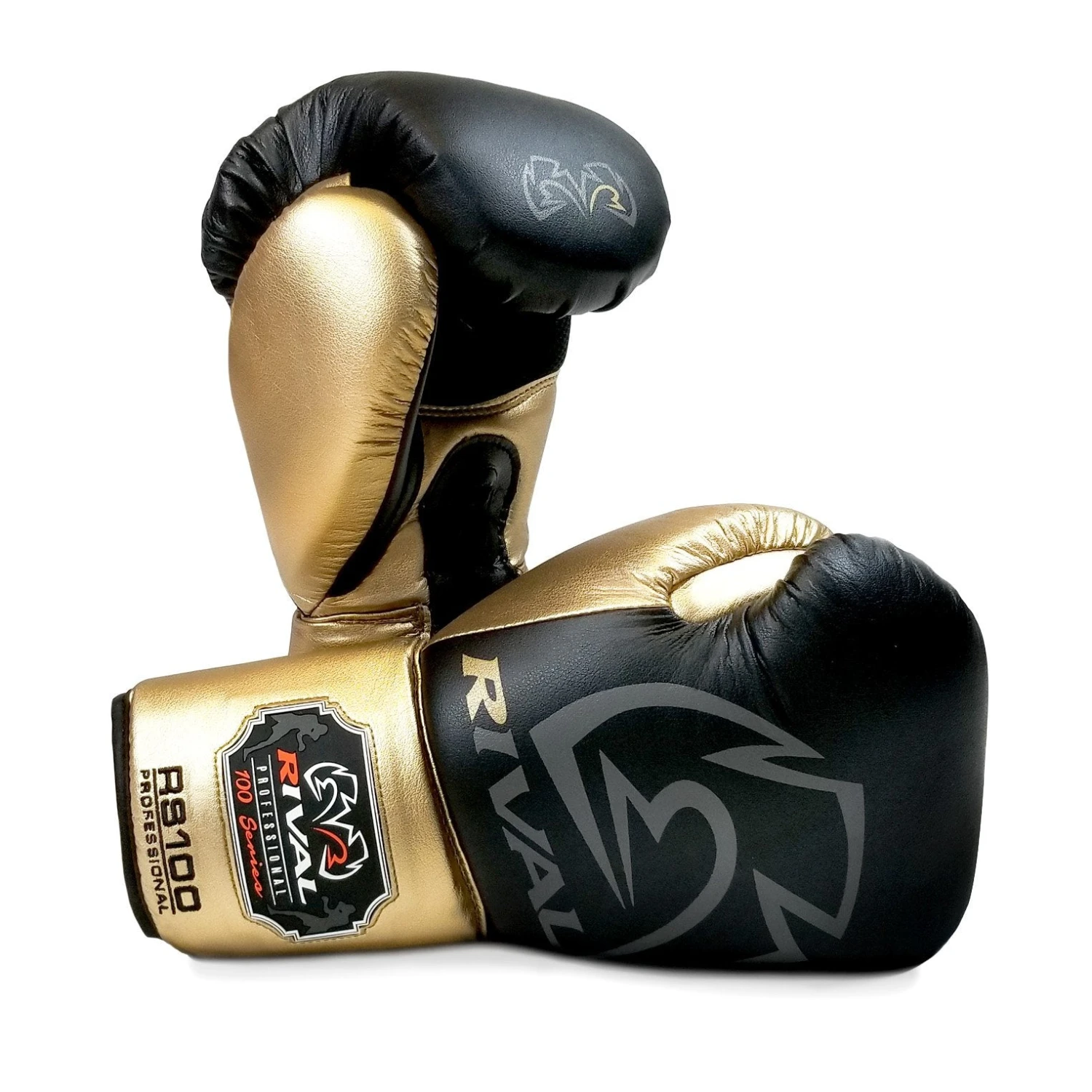 Rival Boxing RS100 Professional Sparring Lace-Up Gloves Black/Gold 1 Rival Boxing RS100 Professional Sparring Lace-Up Gloves Black/Gold