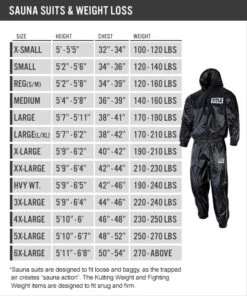 Title Boxing Sweat Sauna Suit With Hood -The Clinch Fight Shop Size Chart Sauna Suits