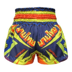 TUFF Muay Thai Shorts Blue With Double Yellow Tiger -The Clinch Fight Shop TUFFMuayThaiBoxingShortsBlueWithDoubleYellowTiger3