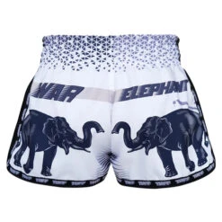 TUFF Muay Thai Shorts Retro Style White War Elephant 5 TUFF Muay Thai Shorts Retro Style White War Elephant -The Clinch Fight Shop TUFFMuayThaiBoxingShortsNewRetroStyleWhiteWarElephant3