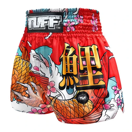 TUFF Muay Thai Boxing Shorts Red Japanese Koi Fish 2 TUFF Muay Thai Boxing Shorts Red Japanese Koi Fish - Image 2