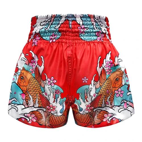 TUFF Muay Thai Boxing Shorts Red Japanese Koi Fish 3 TUFF Muay Thai Boxing Shorts Red Japanese Koi Fish - Image 3