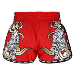 TUFF Muay Thai Shorts Retro Style Red Twin Tiger 5 TUFF Muay Thai Shorts Retro Style Red Twin Tiger -The Clinch Fight Shop TUFFMuayThaiBoxingShortsRetroStyleRedTwinTiger3