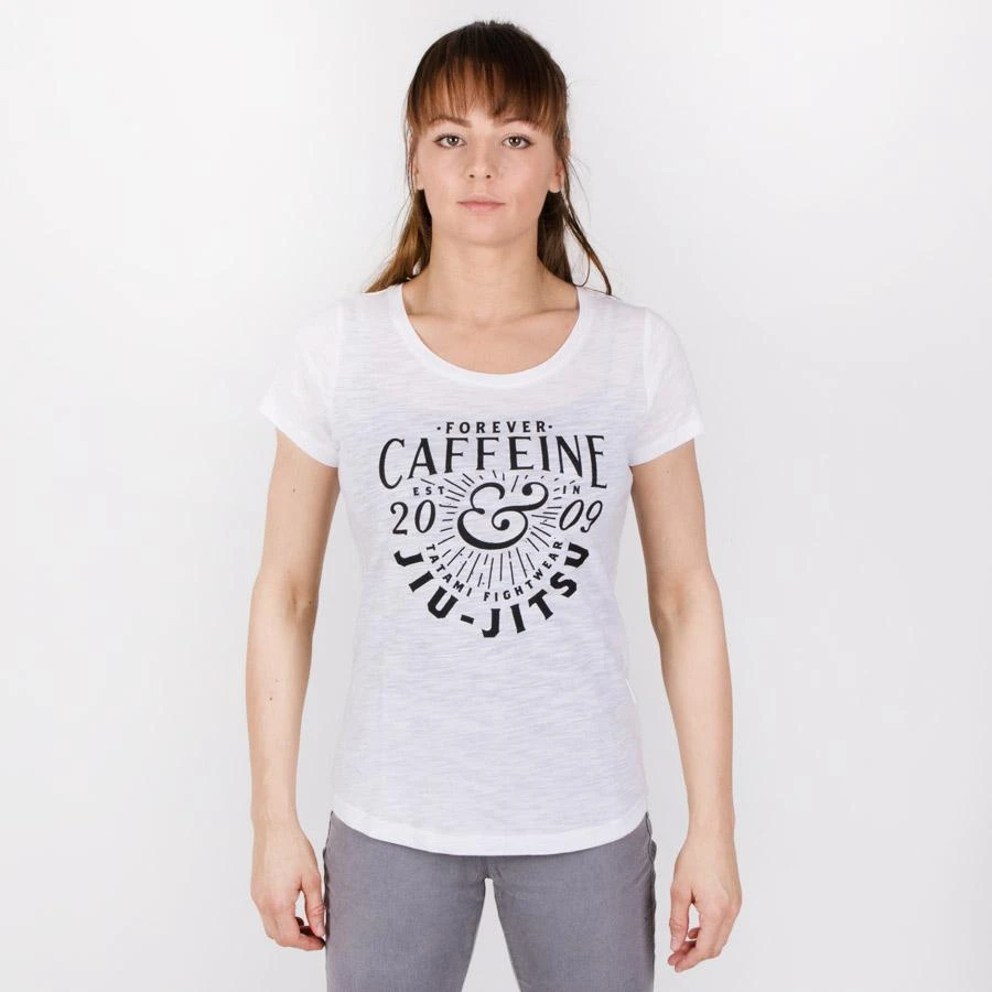 Tatami Fightwear Ladies Caffeine & Jiu Jitsu T-Shirt White (only Small Left) 1 Tatami Fightwear Ladies Caffeine & Jiu Jitsu T-Shirt White (only Small Left)