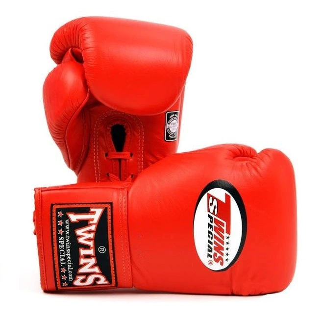Twins BGLL-1 Muay Thai Lace-Up Boxing Gloves Red 1 Twins BGLL-1 Muay Thai Lace-Up Boxing Gloves Red