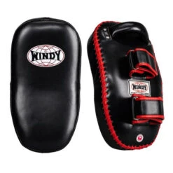 Windy Curved Leather Thai Kick Pads KP-8 Medium Velcro Black/Red 5 Windy Curved Leather Thai Kick Pads KP-8 Medium Velcro Black/Red -The Clinch Fight Shop Windysportthaikickpadkp 8