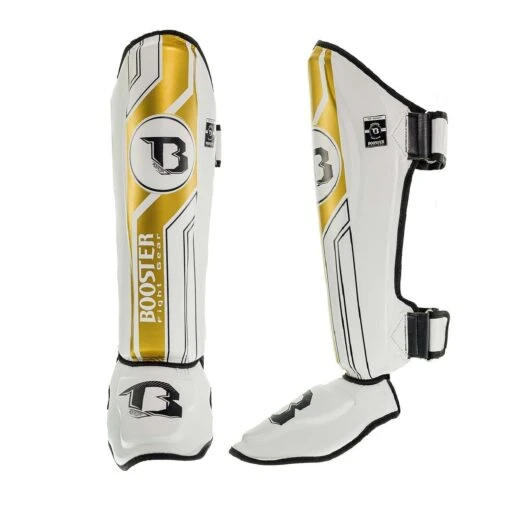 Booster Fight Gear Shin Guards Double Padded V9 White/Gold 7 Booster Fight Gear Shin Guards Double Padded V9 White/Gold -The Clinch Fight Shop boosterfightgearcanadashinguardsbsg v9whitegold