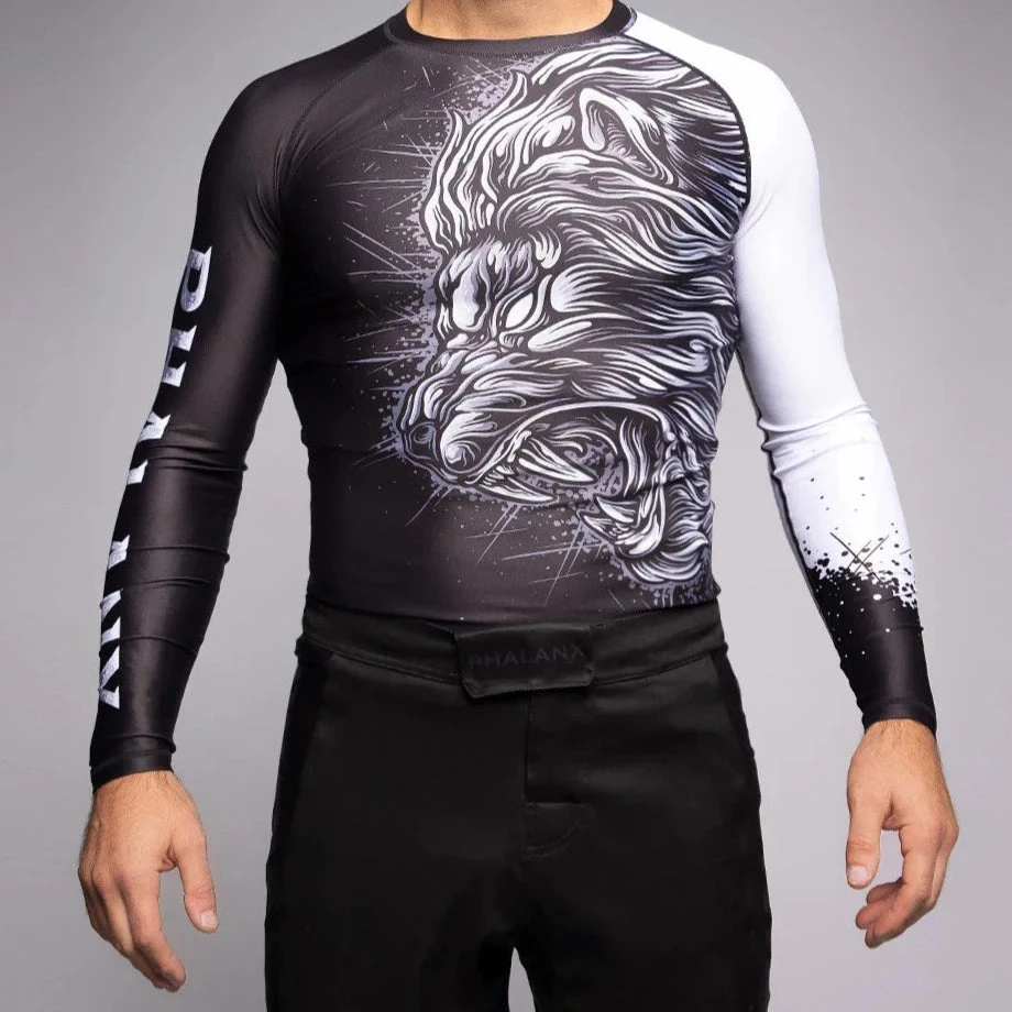 Phalanx Lionheart White Long Sleeve Rash Guard 1 Phalanx Lionheart White Long Sleeve Rash Guard